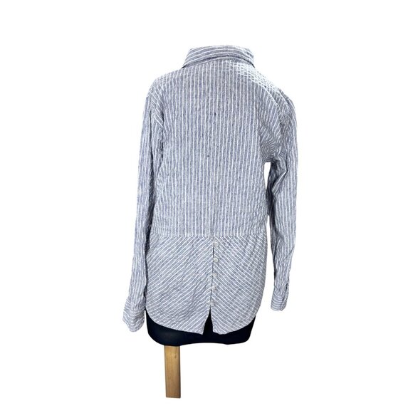 Lucky Brand Blue/White Striped Button-Down Shirt Womens M Cotton Blend Casual - Picture 3 of 11